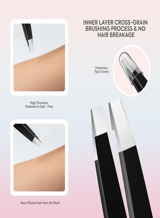 مارخور مجموعة ملاقط الحواجب MARKHOR® Black Majesty للنساء لإزالة شعر الوجه والشظايا والشعر النامي تحت الجلد، ملاقط احترافية مدببة ومائلة للحواجب، ملاقط دقيقة للحواجب - Image 5